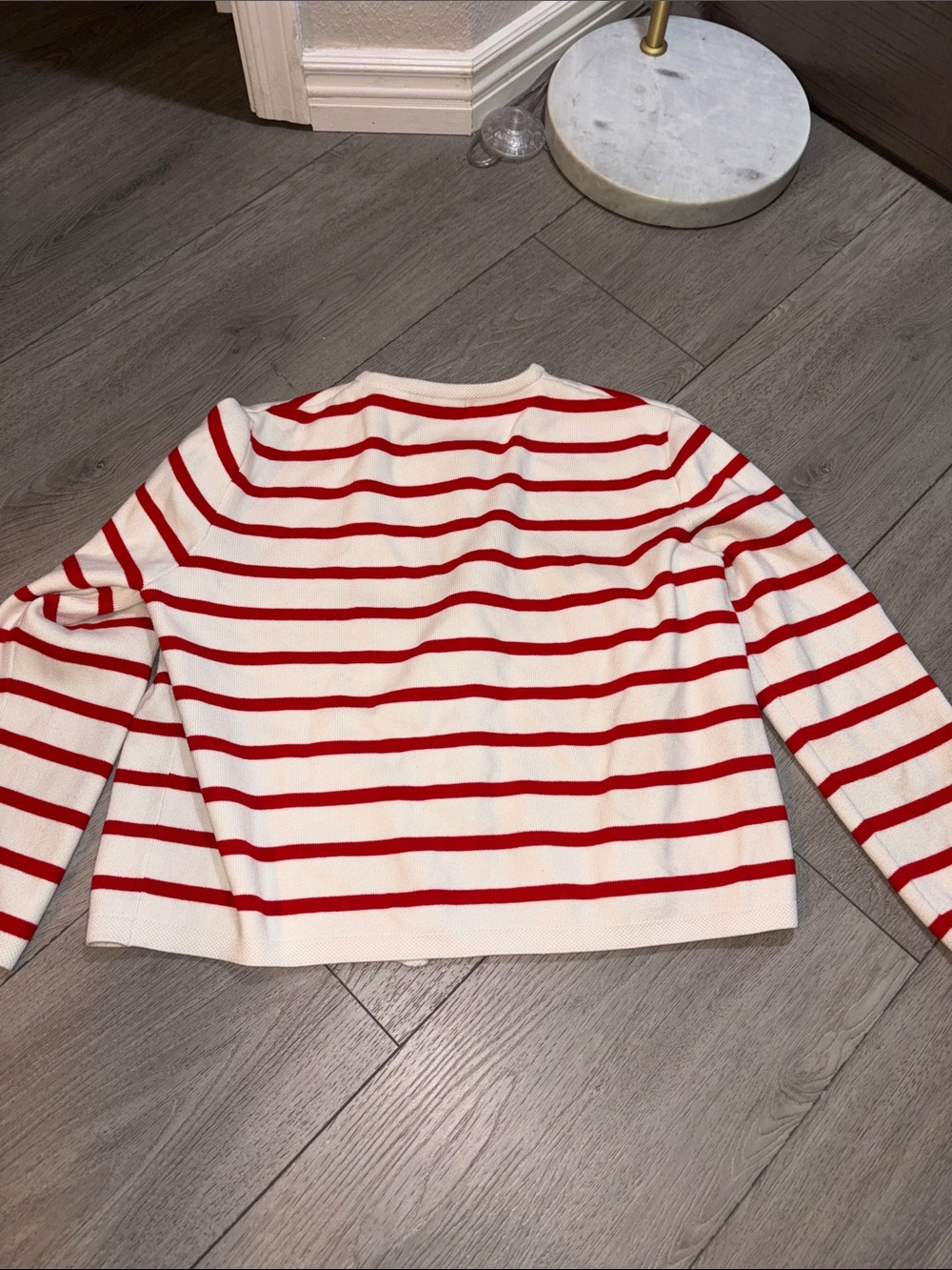 Latahuo Red & Ivory Striped Button Cardigan vintage size XL - Picture 6 of 6